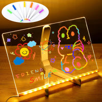 LED Note Board with Night Light Colorful 7 Pens DIY Acrylic Message Board Children‘S Drawing Board for Kids Birthday Gift