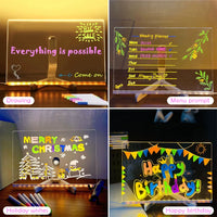 LED Note Board with Night Light Colorful 7 Pens DIY Acrylic Message Board Children‘S Drawing Board for Kids Birthday Gift